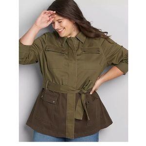 Two Tone Belted Anorak Jacket Size 16 Lane Bryant NWT